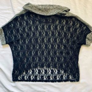 Sheer Cowl Neck Lacey Back Top